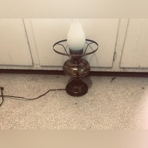 Antique brass oil lamp electrified